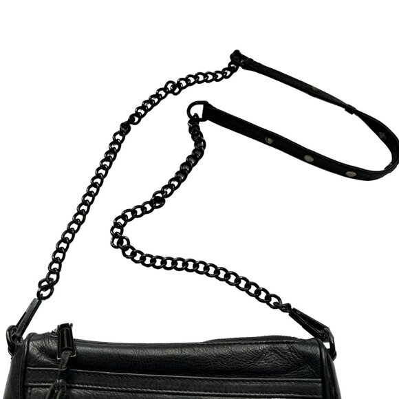Rebecca Minkoff Black Leather Crossbody Partial Chain Link Shoulder Strap - Picture 6 of 16